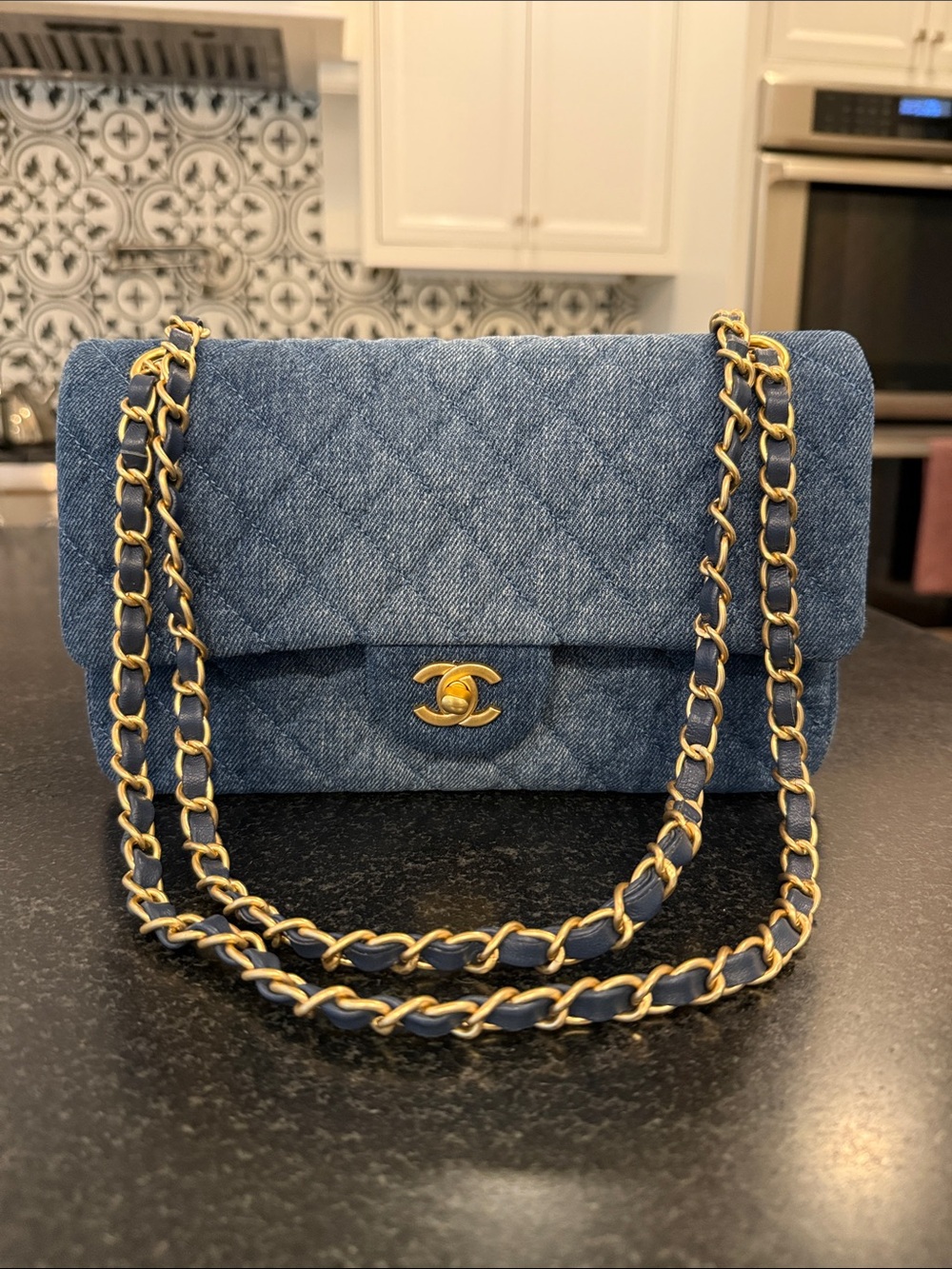 CHANEL Denim Quilted Shoulder Bag in Blue with Gold Hardware - Picture 13 of 13